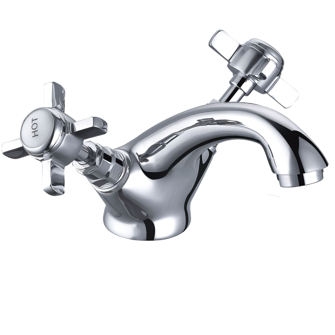 Chrome Traditional Crosshead Basin Mixer Tap