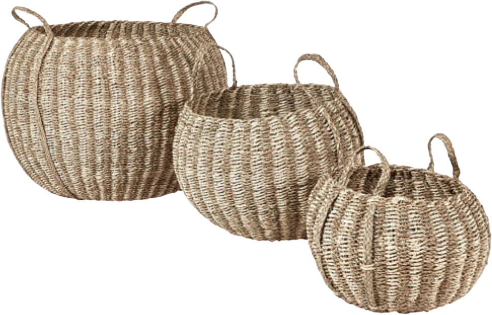 Woven Natural Seagrass Baskets Set 3