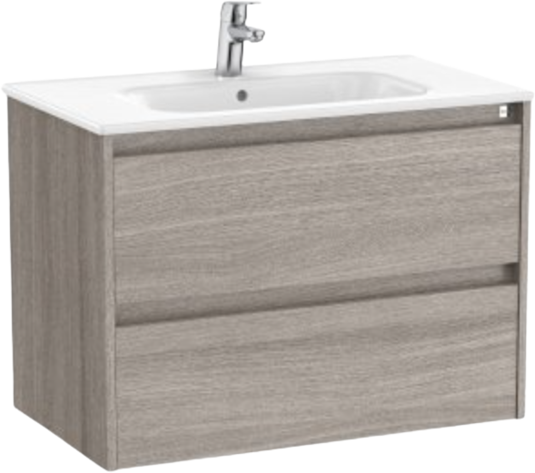  Roca Tenet City Oak 800 x 460mm 2 Drawer Vanity Unit and Basin
