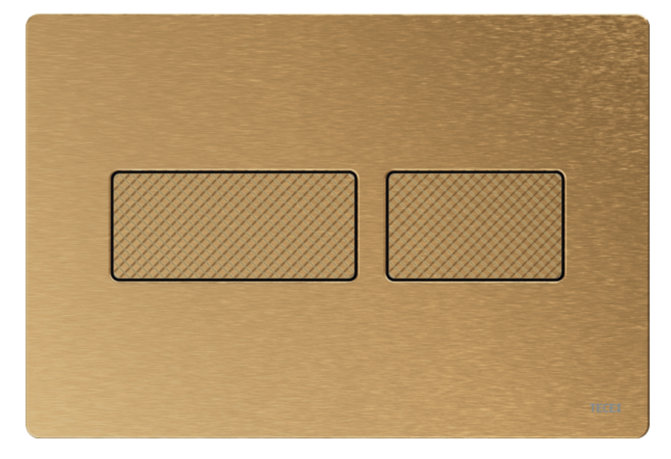 solid toilet flush plate, brushed brass with diamond structure