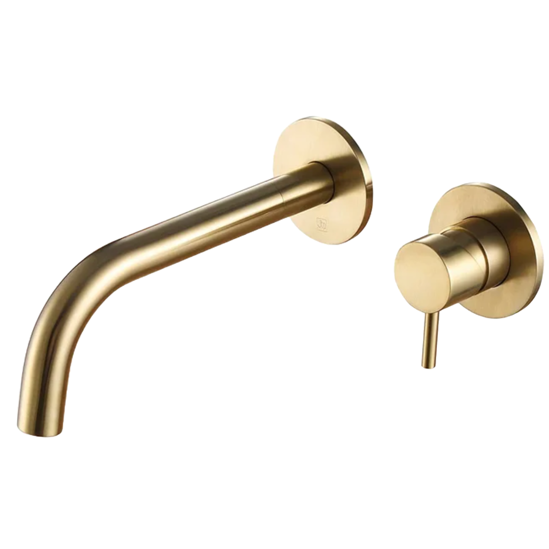 JTP Vos Brushed Brass Wall Mounted Single Lever Basin Mixer