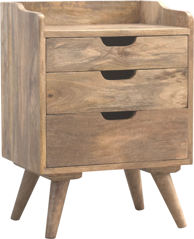 Scandinavian Styled Bedside with 3 Cut Out Drawers
