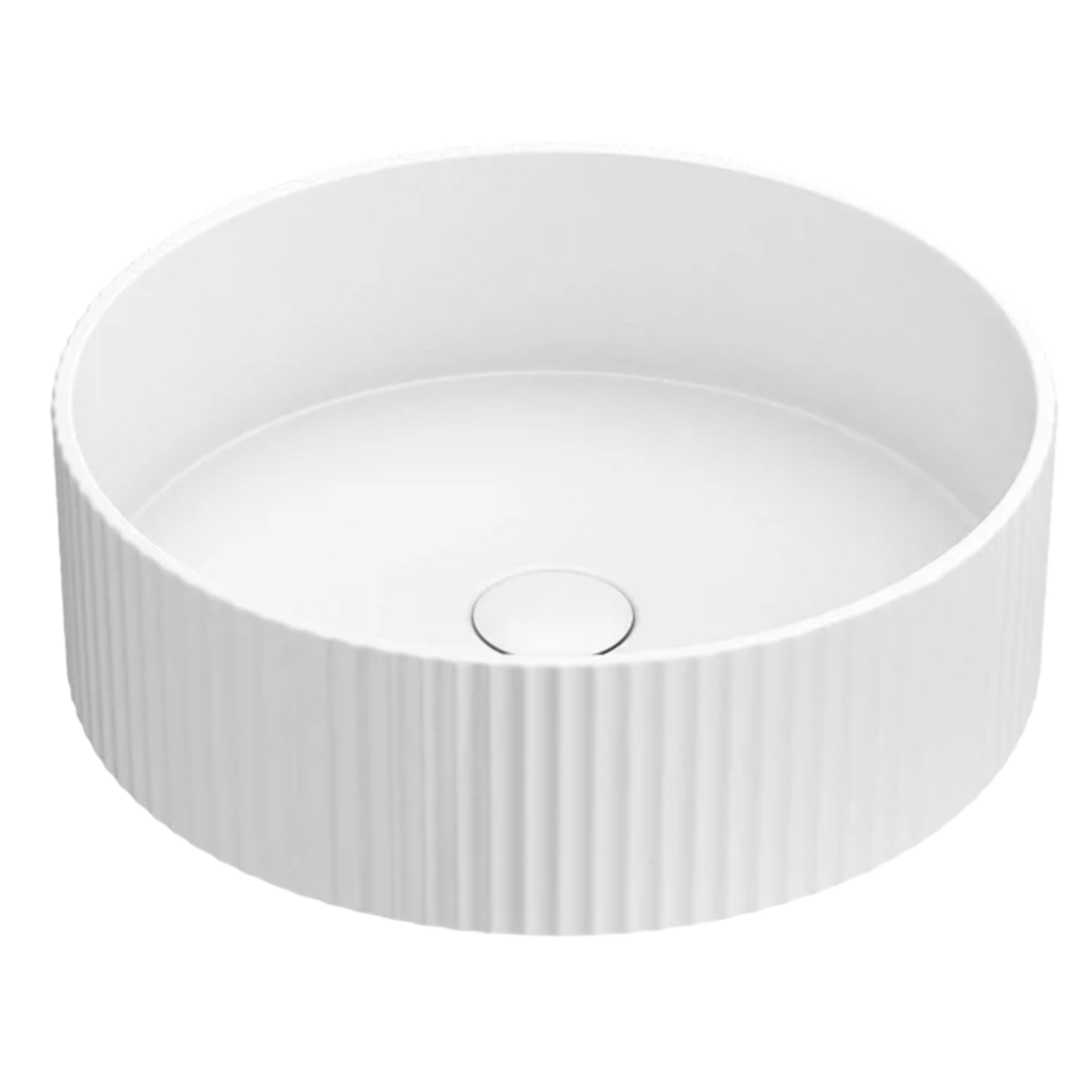 Arezzo Fluted Matt White Round Counter Top Basin