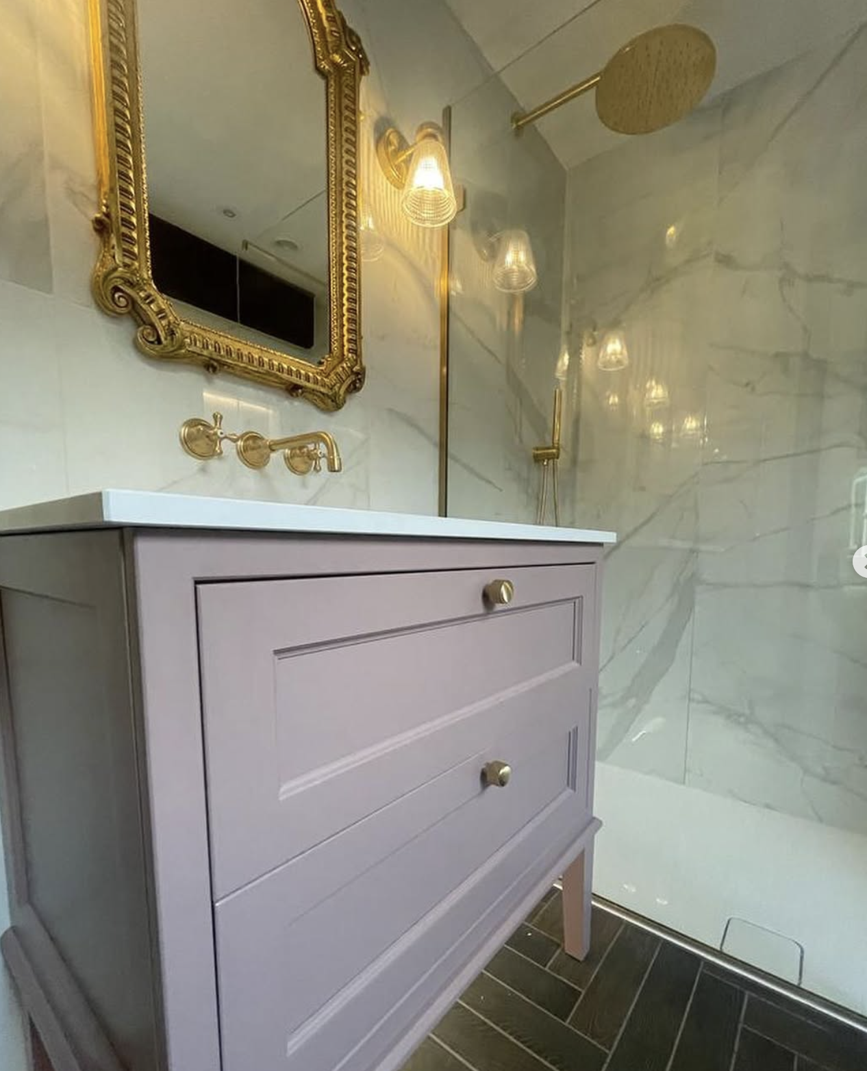 pink and gold bathroom