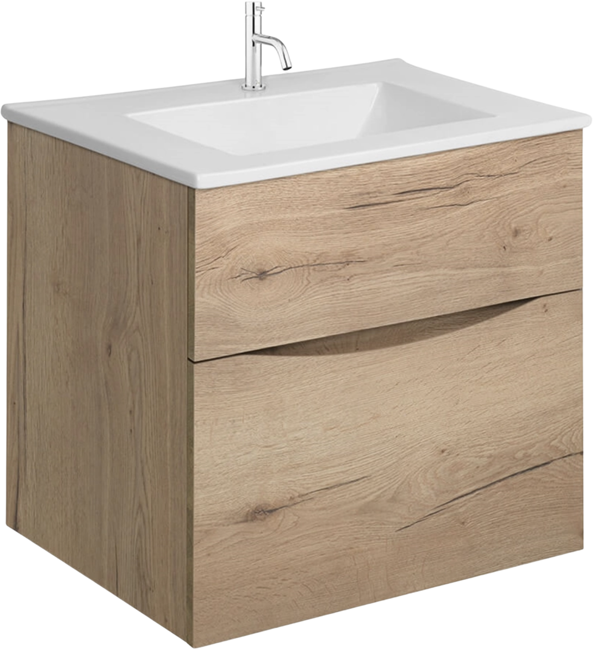Crosswater Glide II 50 Wall Hung Vanity Unit with Basin - Ceramic Basin - 1 Tap Hole - Windsor Oak
