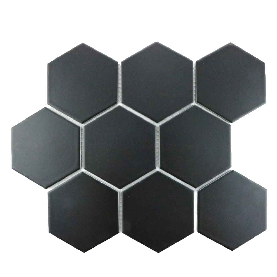 Hexagon Matt Black Mosaic (9.5cm x 9.5cm) 29.5cm x 25.6cm