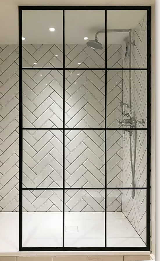 Black Grid Shower Screens