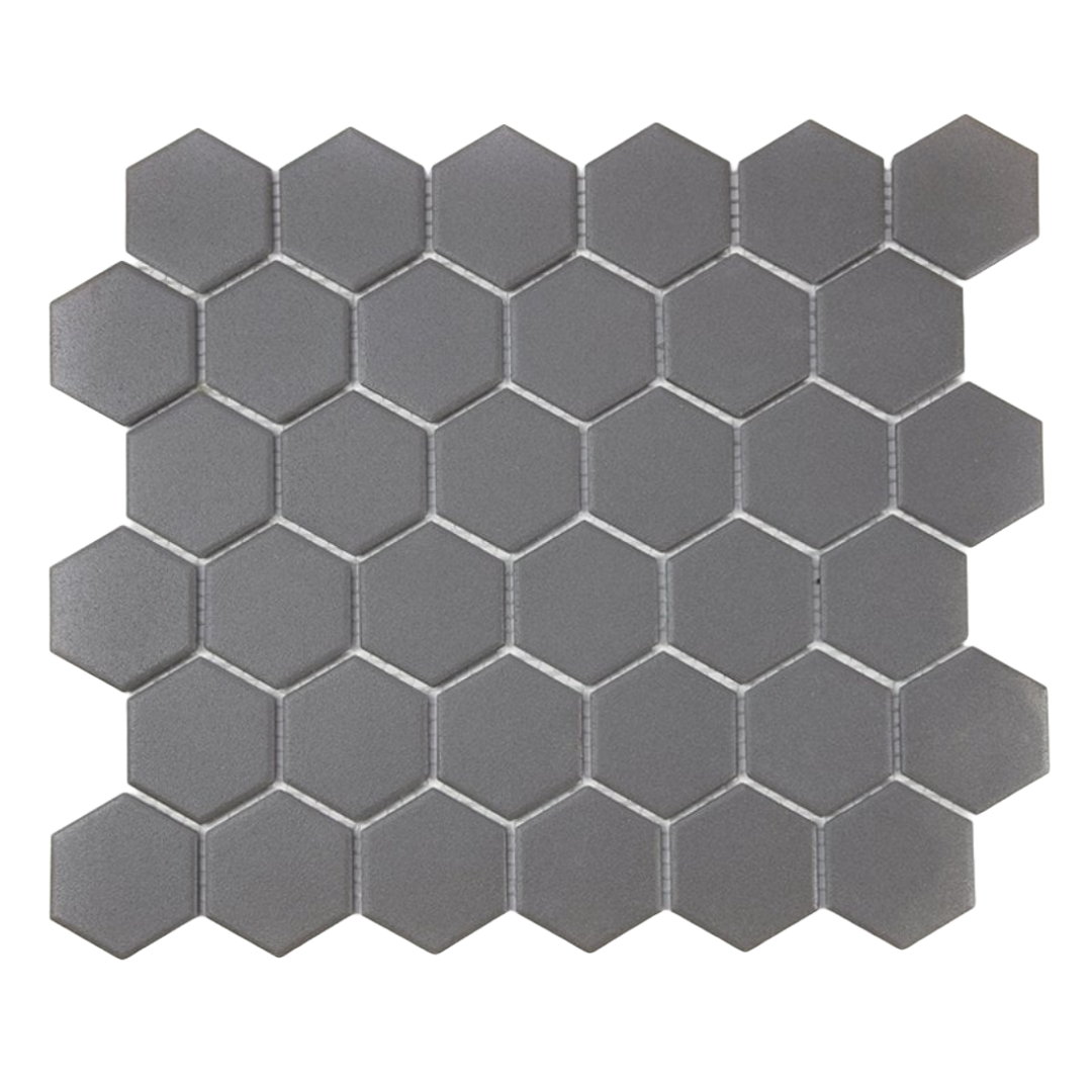 Full Body Hexagon Matt Dark Grey Mosaic (5.1cm x 5.1cm) 32.5cm x 28.1cm