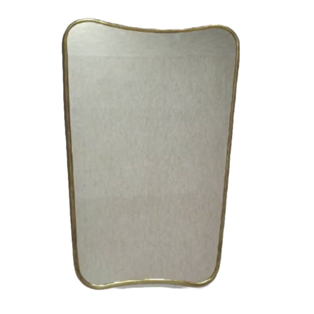 Italian Curved Antiqued Brass Mirror