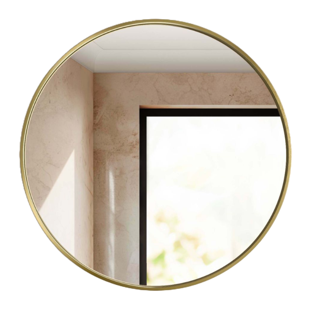 Essence Brushed Brass Round Bathroom Mirror 600mm