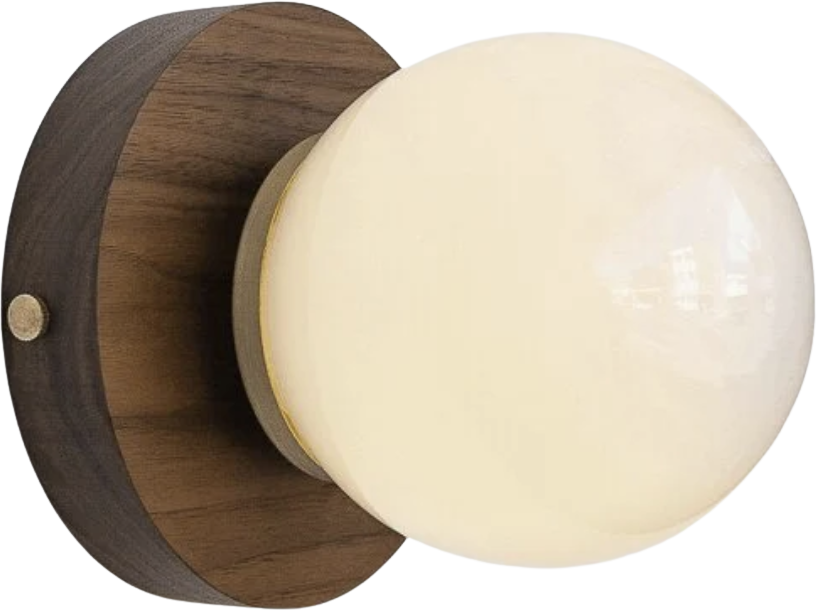 Opal Glass Flush Wall Light - Hardwood