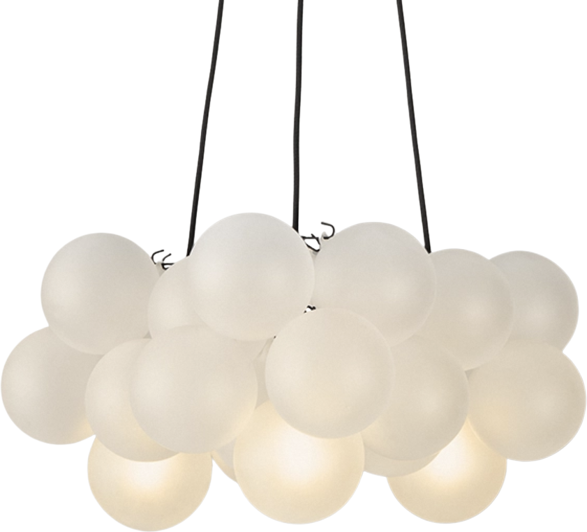 Medium Antique Brass frosted bubble chandelier