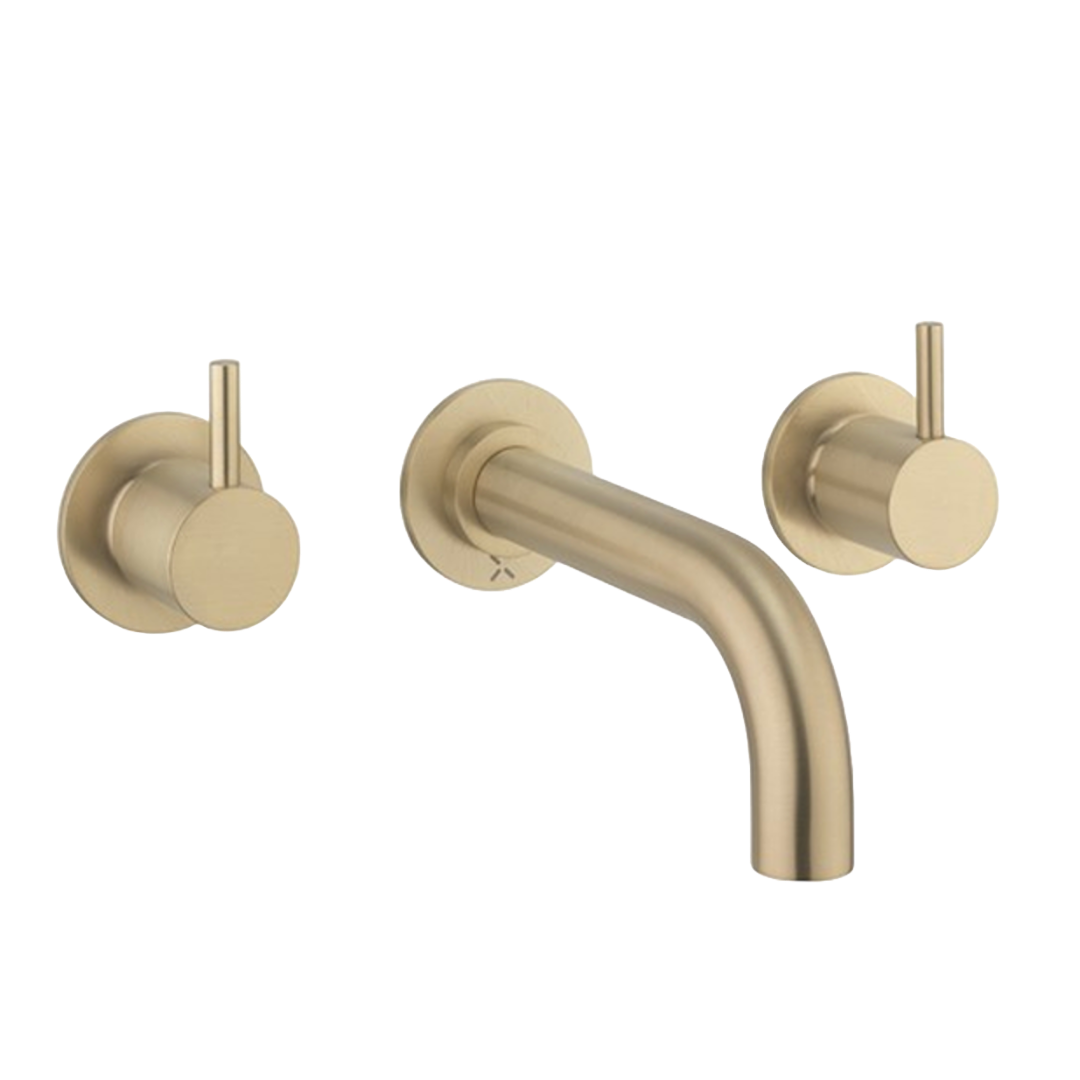 Crosswater MPRO Wall Mounted 3 Hole Bath Filler - Brushed Brass