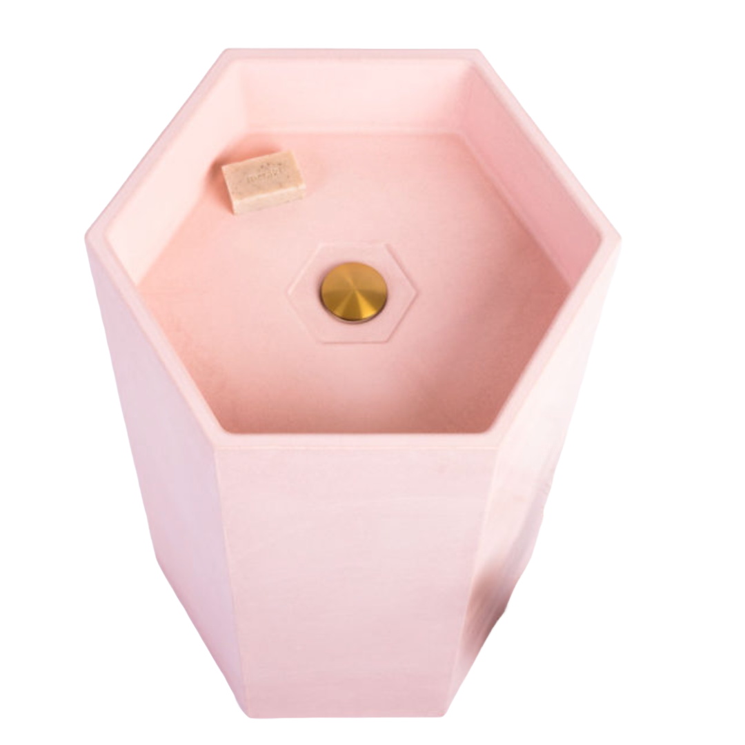 Trajan hexagonal free-standing column concrete basin