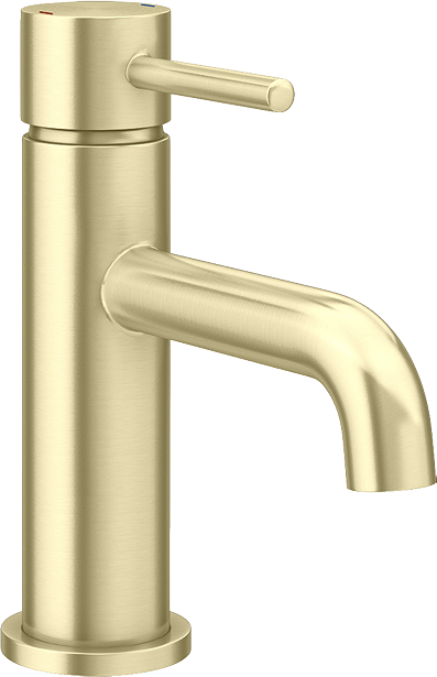 Round Brushed Brass Basin Mono Mixer Tap