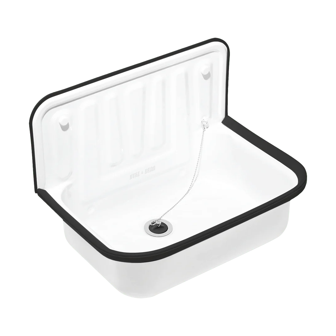 ENAMEL BUCKET SINK BLACK RIM