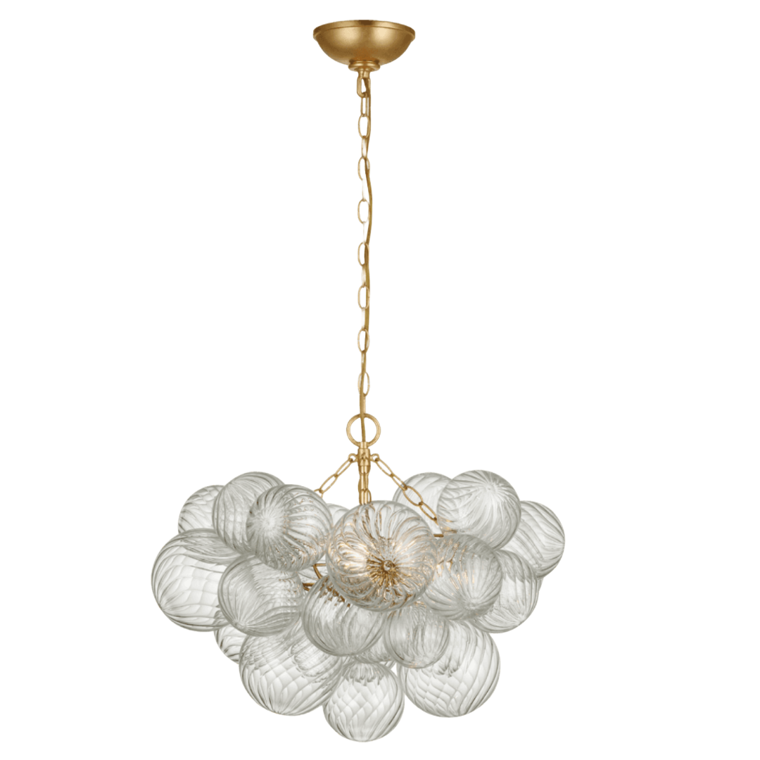 Talia Pendant with Clear Swirled Glass - Small in Gild