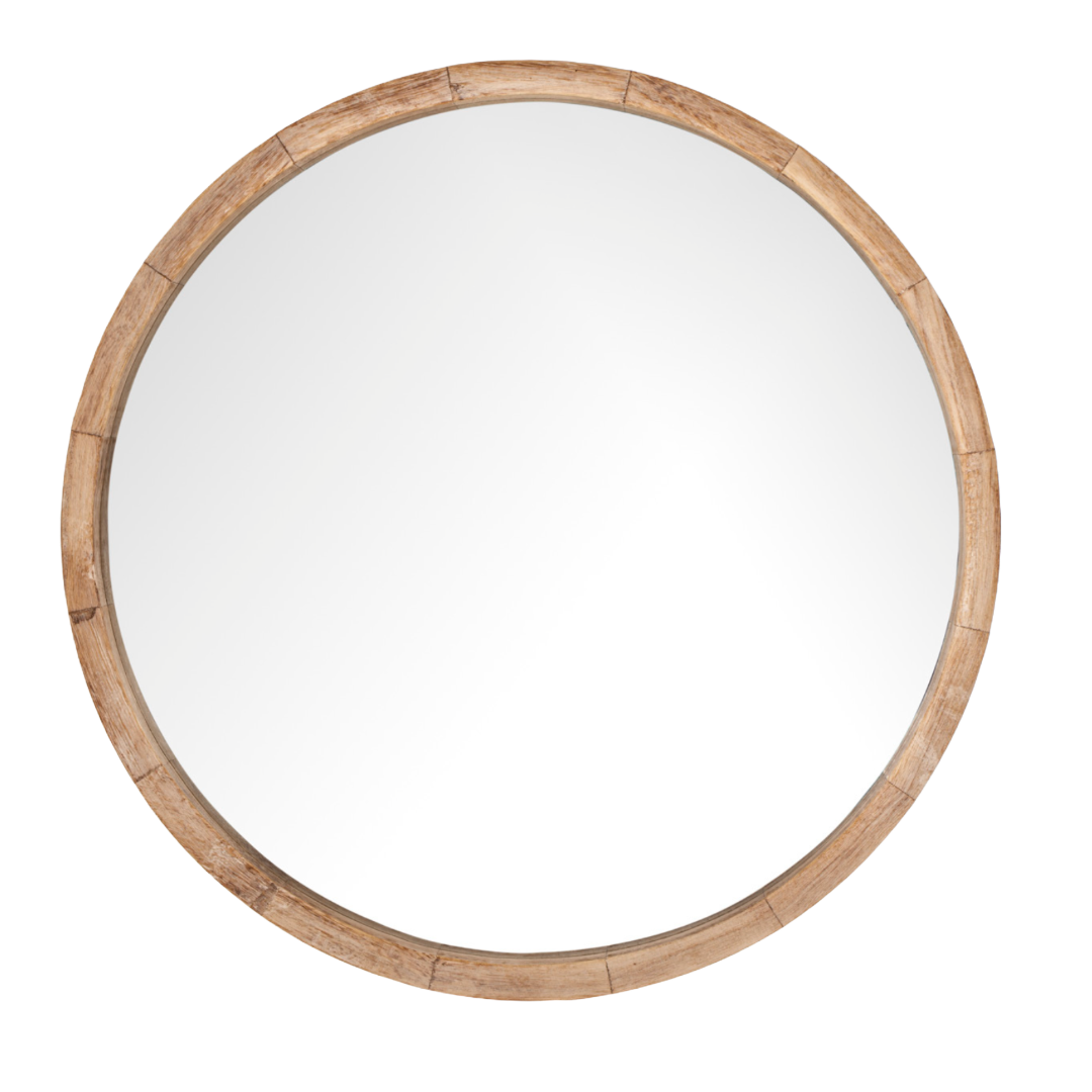 Solid Wood Round Mirror - Natural
