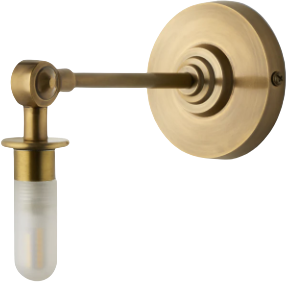 Elbow wall fitting IP44 in antique brass